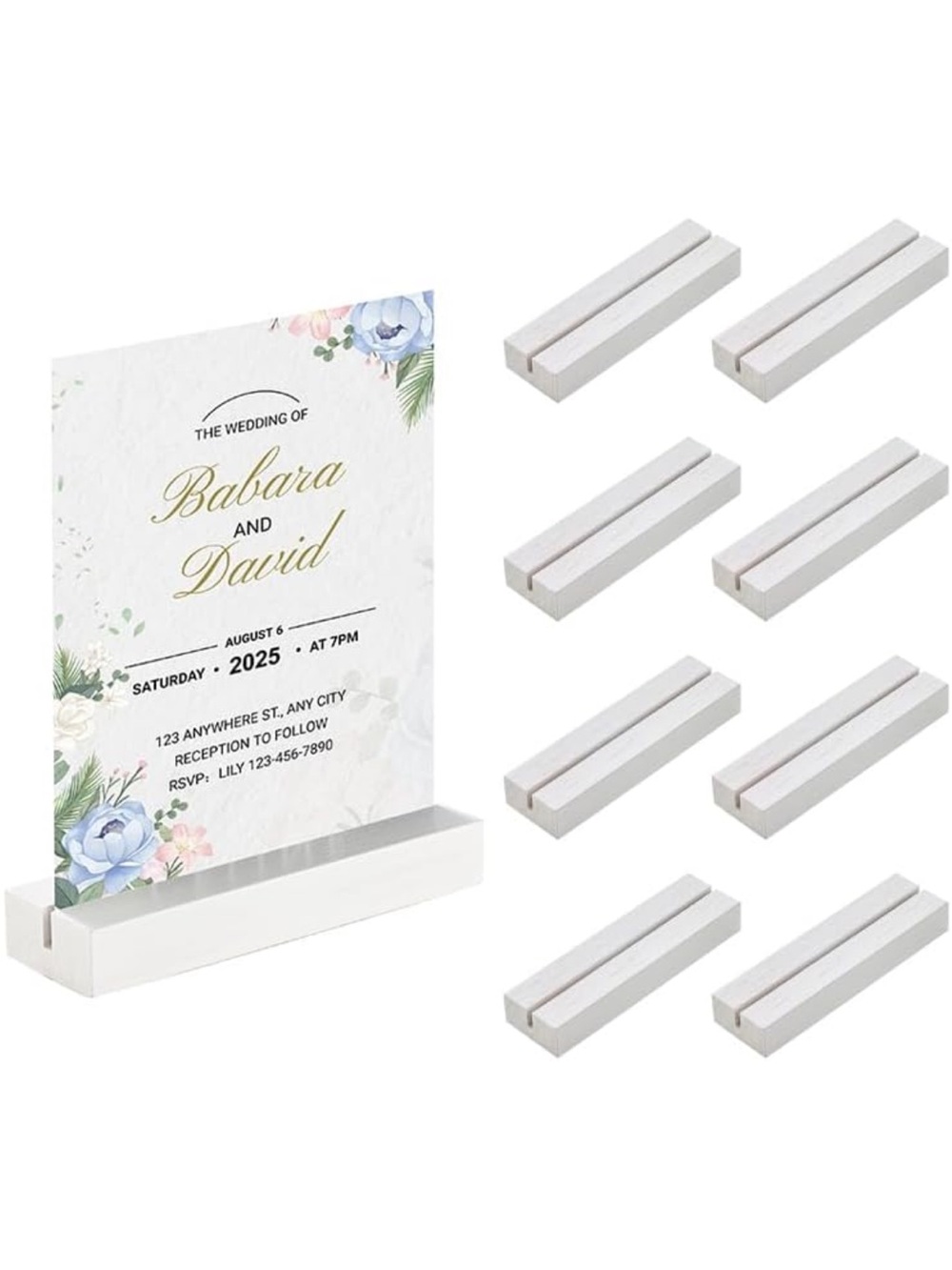 8 Pcs Wood Place Card Holders (White)